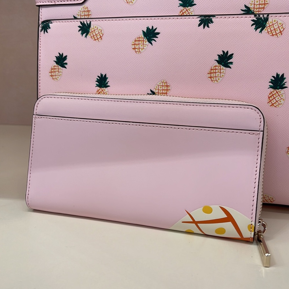 Kate Spade Pineapple Large Continental Wallet Pink Multi - Picture 12 of 16